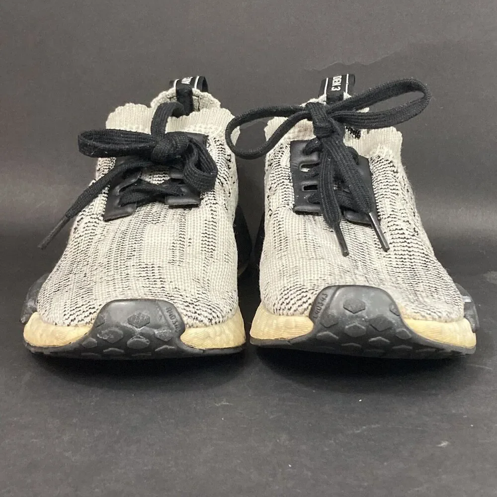 Adidas NMD R1 Primeknit -Men's Sz 5 -Black/White/Gray Sesame 2018 Shoes - AQ0899